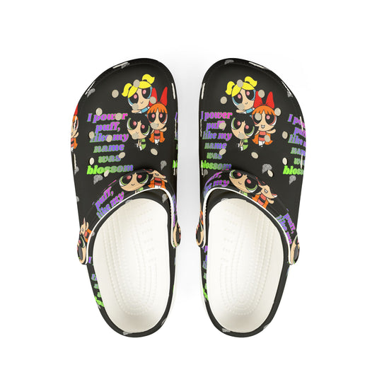 Powerpuff crocs - 'Think Blossom' Cartoon Slip-On Shoes