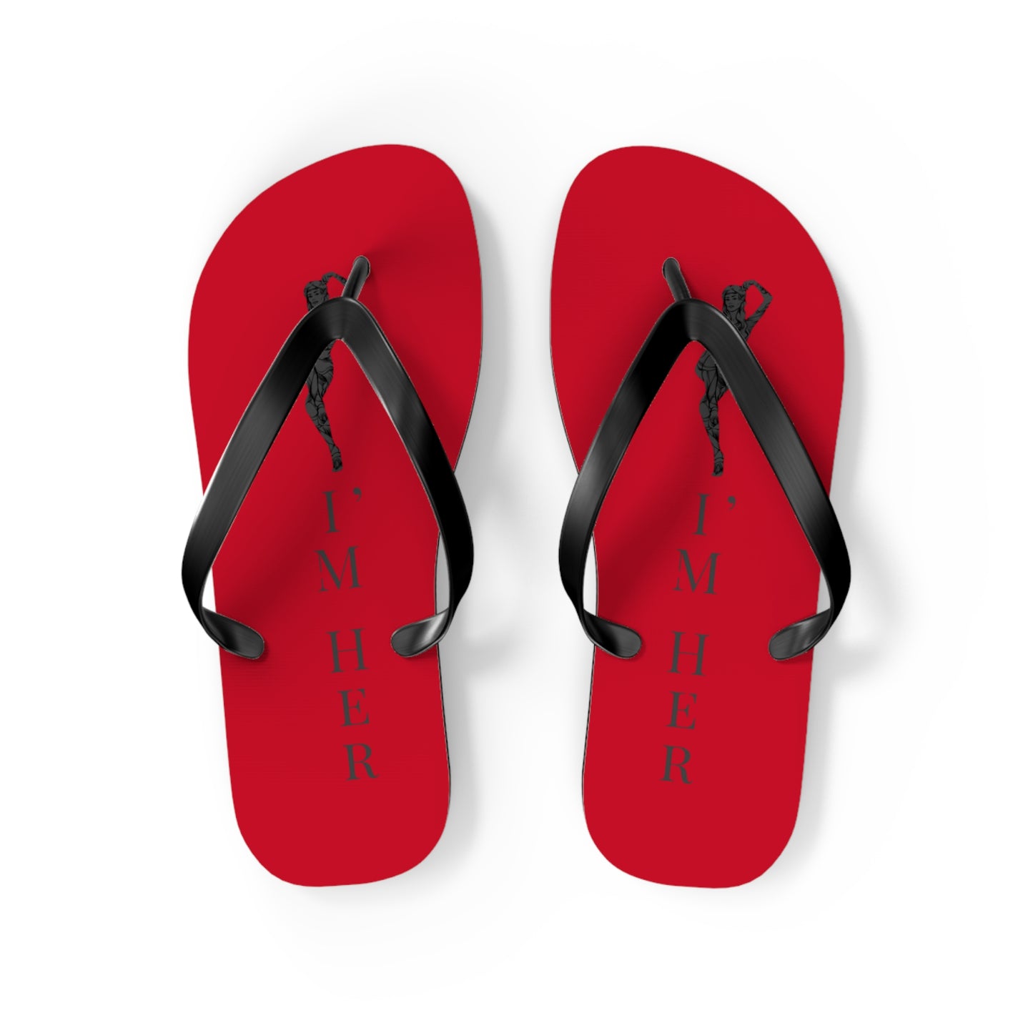 Red 'I'm Her' Flip Flops – Couples Beach Sandals