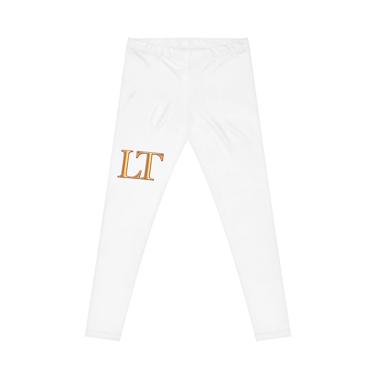 Single  LT Leggings — White Casual Women's Leggings with Gold Initials