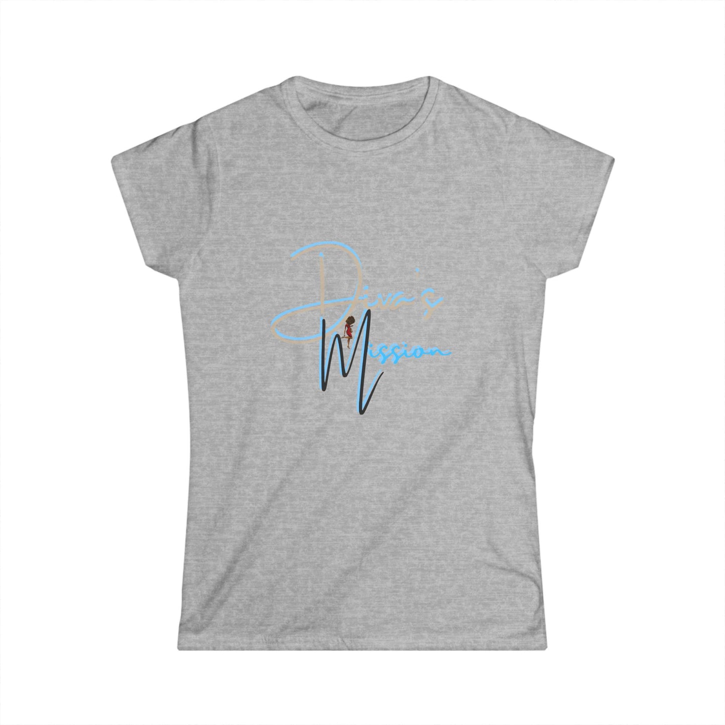 Blue Women's Tee - 'Diva's Mission' Script Logo Graphic