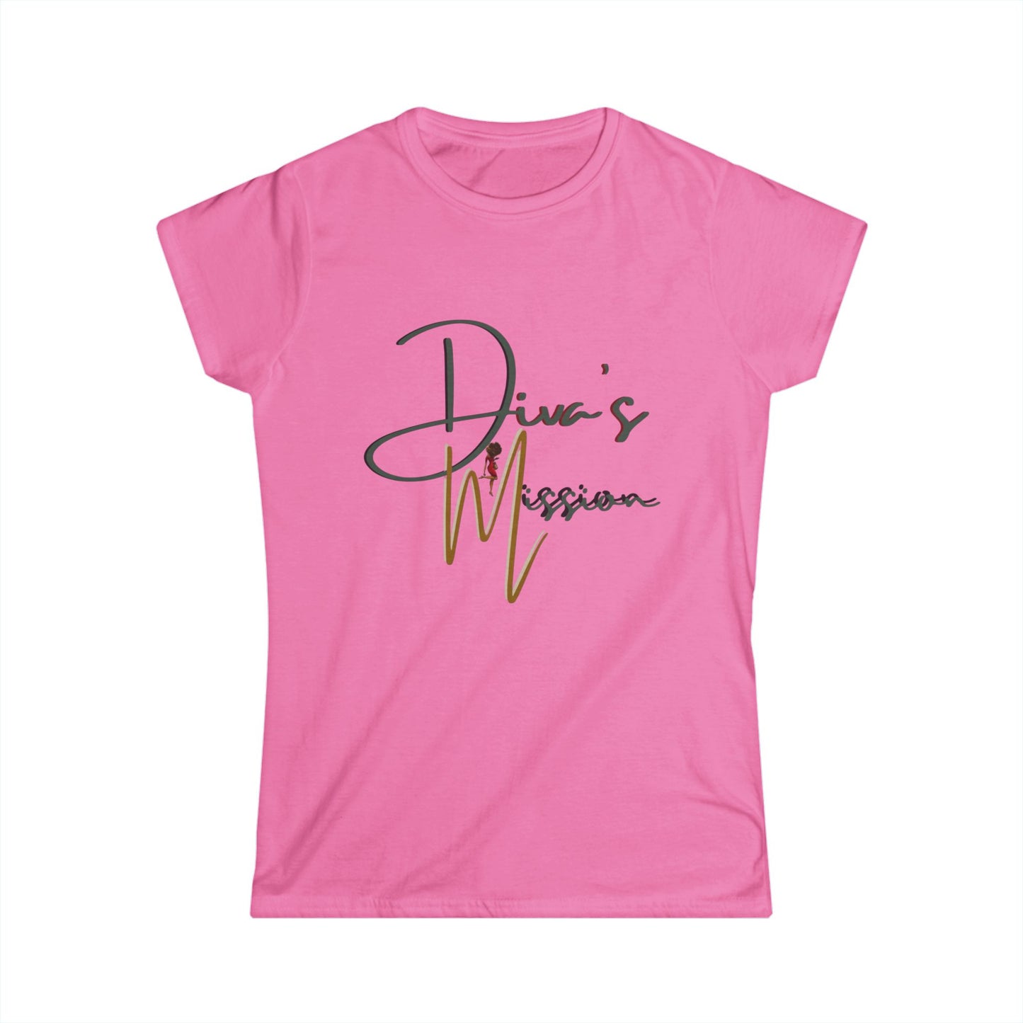 Green Women's Tee - 'Diva's Mission' Script Logo Graphic