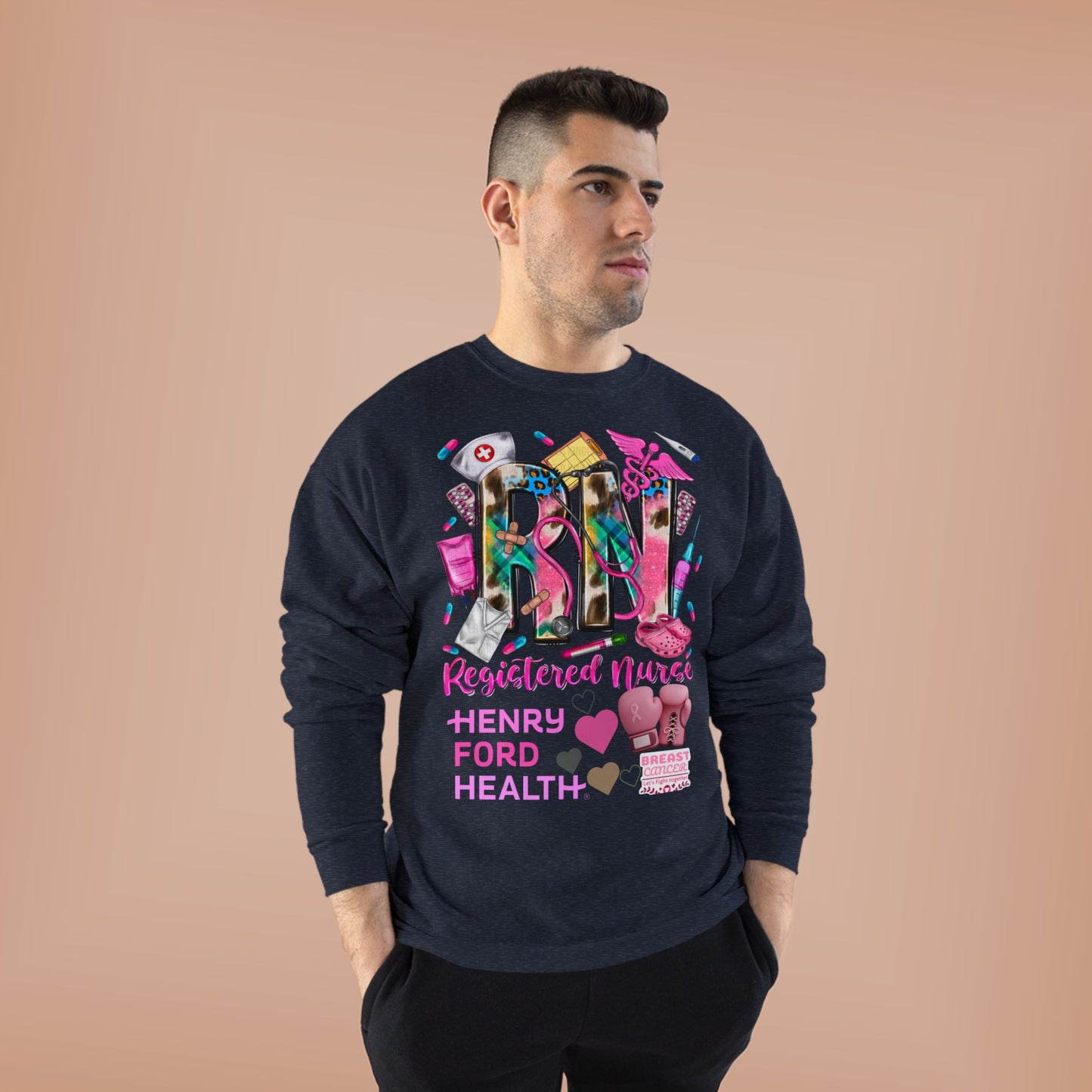 RN Nurse breast cancer Crewneck Sweatshirt | Eco-Friendly Gift for Healthcare Workers, Perfect for Nurse Appreciation, Mother's Day, Birthdays, [...]