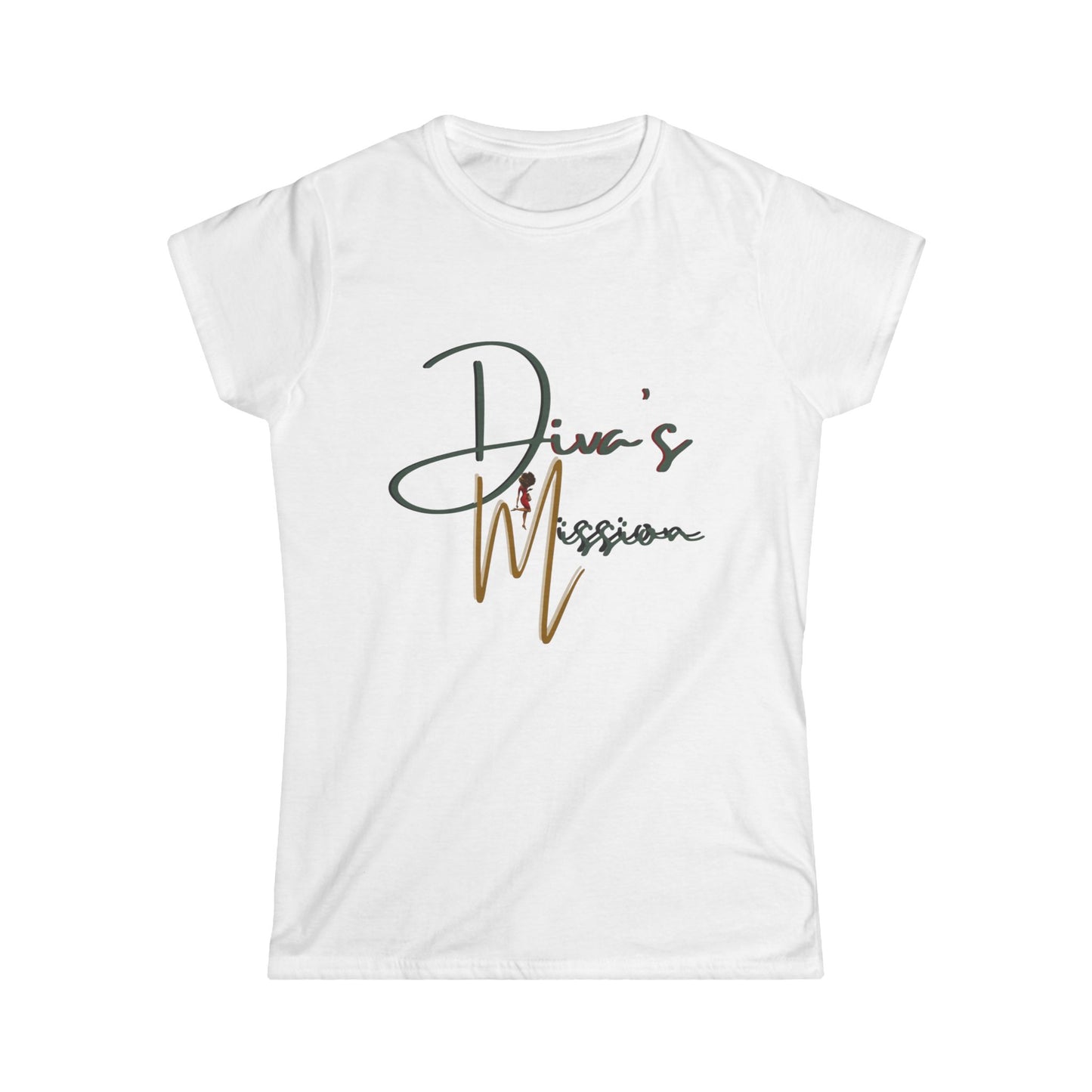 Green Women's Tee - 'Diva's Mission' Script Logo Graphic
