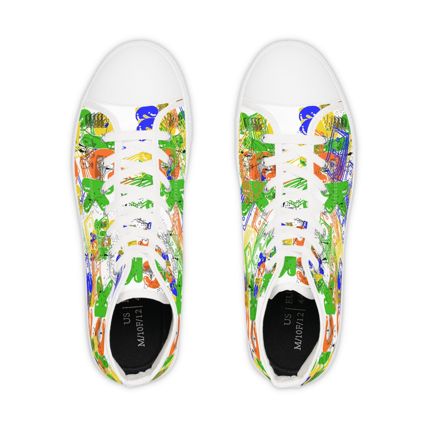 Money Sketch High-Top Sneakers — Colorful Cash Illustration Shoes