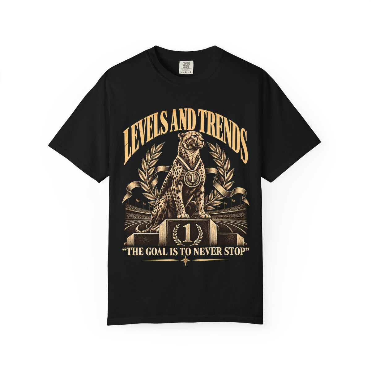 Levels and Trends "The Goal Is to Never Stop" Graphic T-Shirt
