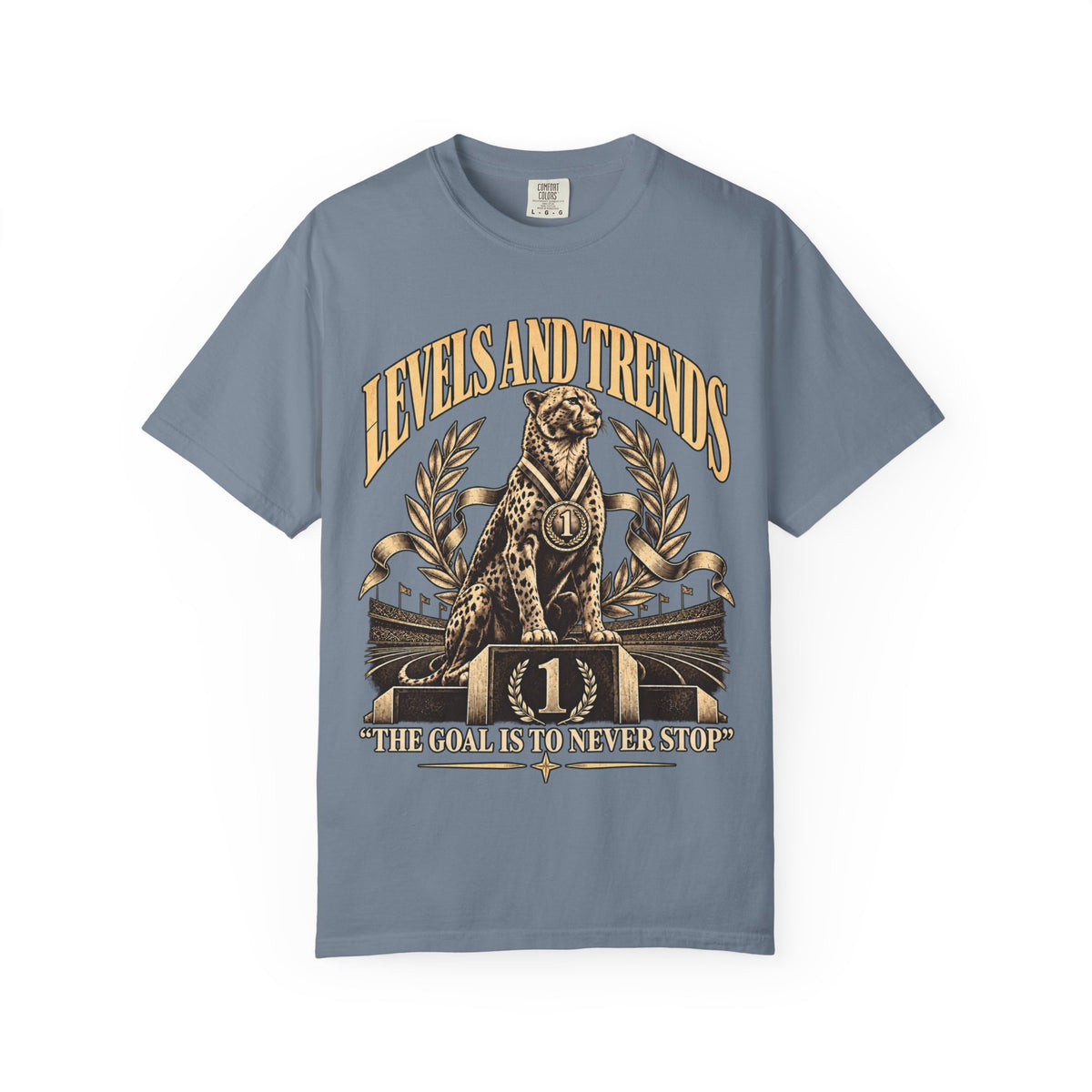 Levels and Trends "The Goal Is to Never Stop" Graphic T-Shirt