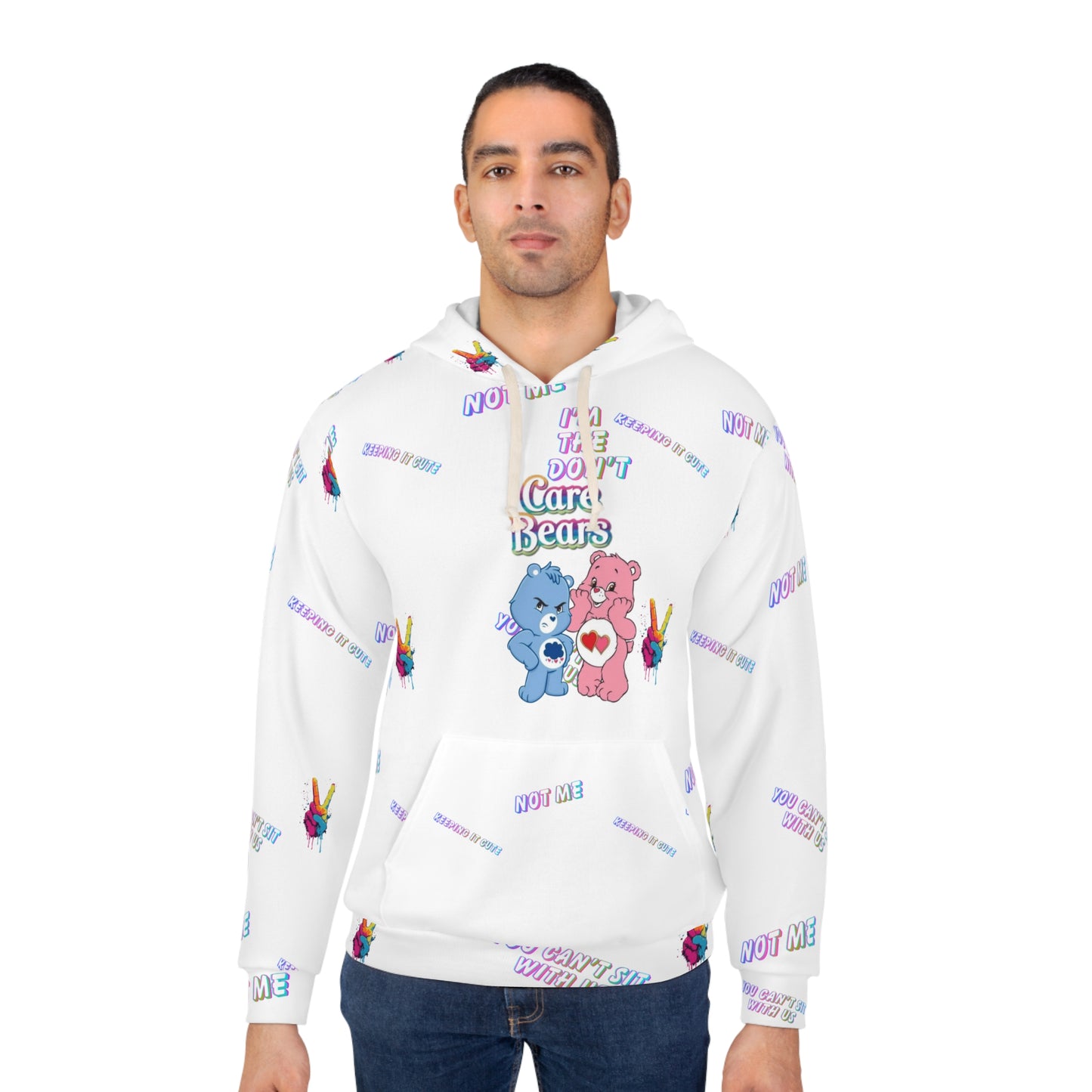I don’t Care Bears Graphic Hoodie — All-Over Print Pullover