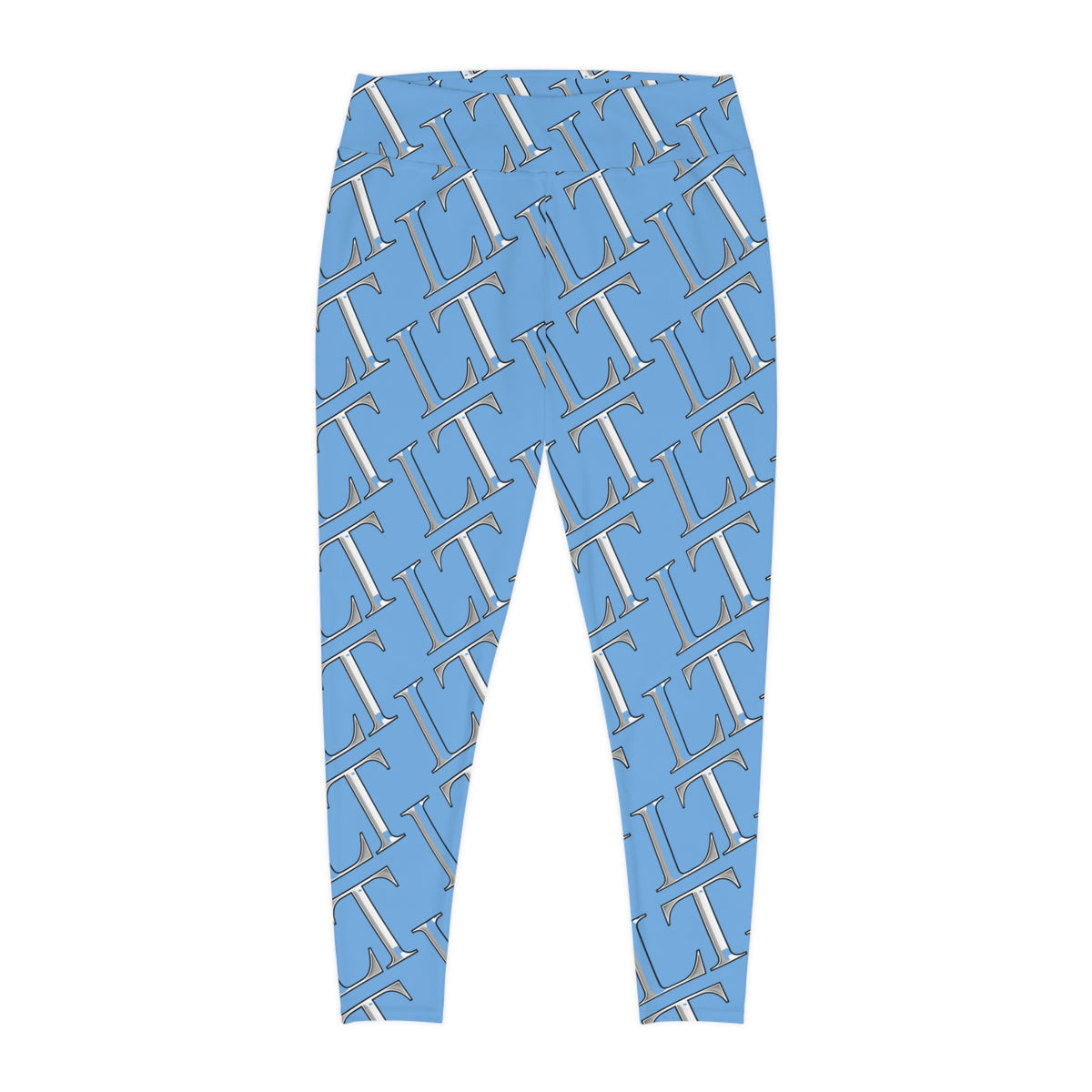 Plus Size Leggings — light blue Monogram All-Over Print