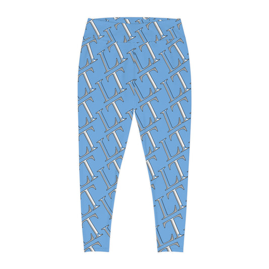Plus Size Leggings — light blue Monogram All-Over Print