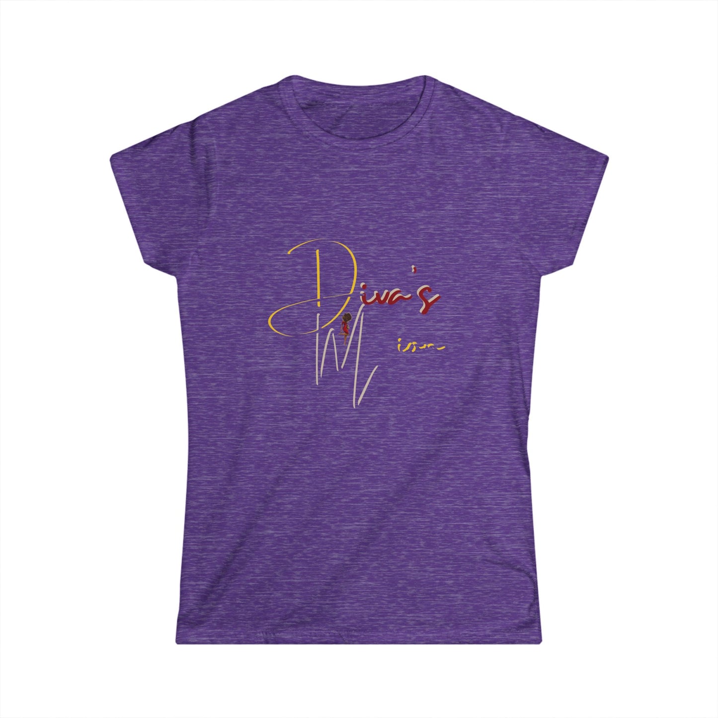 White Women's Tee - 'Diva's Mission' Script Logo Graphic