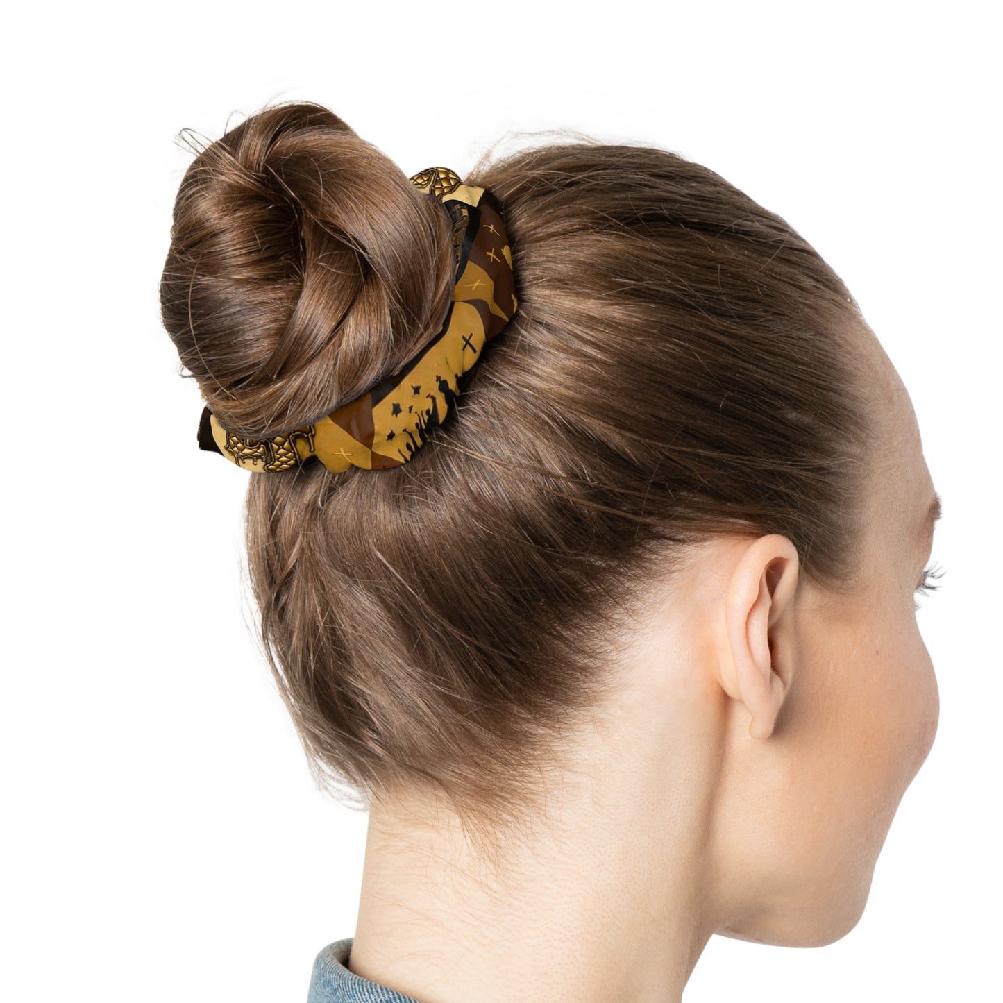 L&T-Camo Gold Chain Scrunchie — Vintage Streetwear Hair Accessory