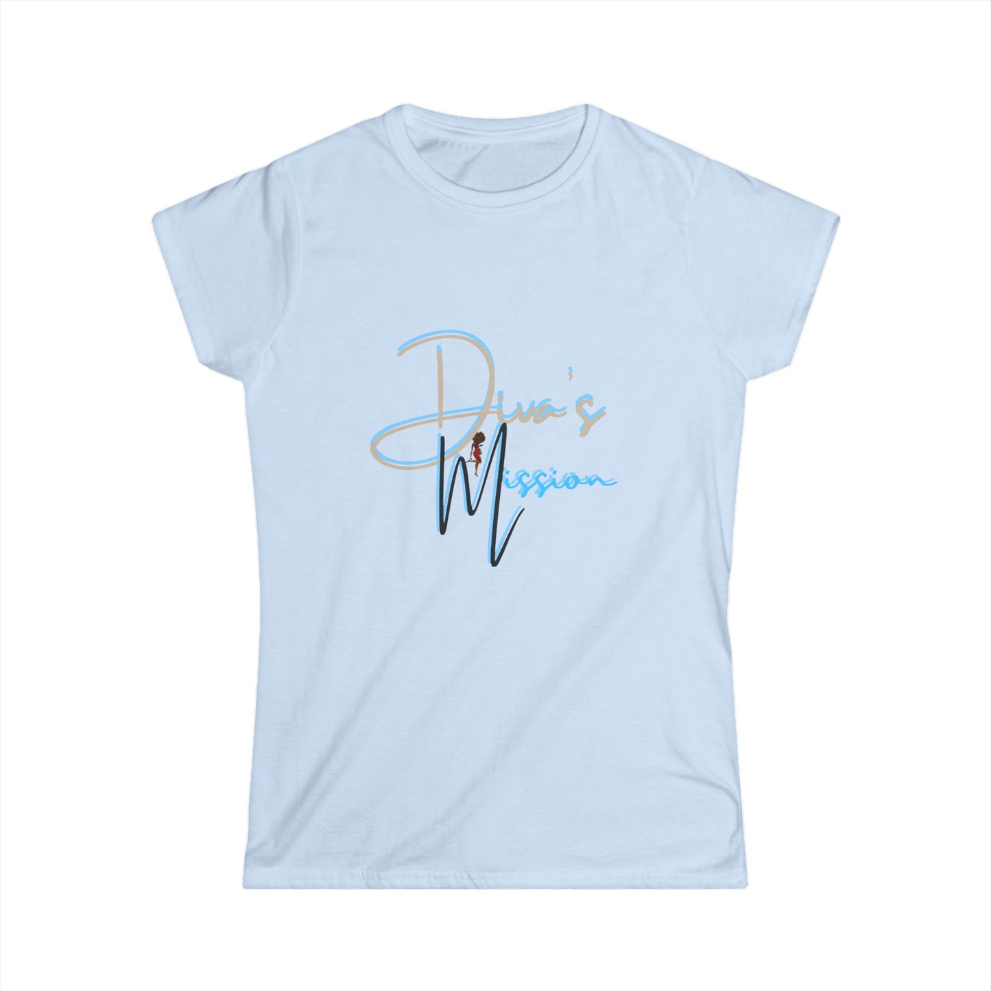 Blue Women's Tee - 'Diva's Mission' Script Logo Graphic