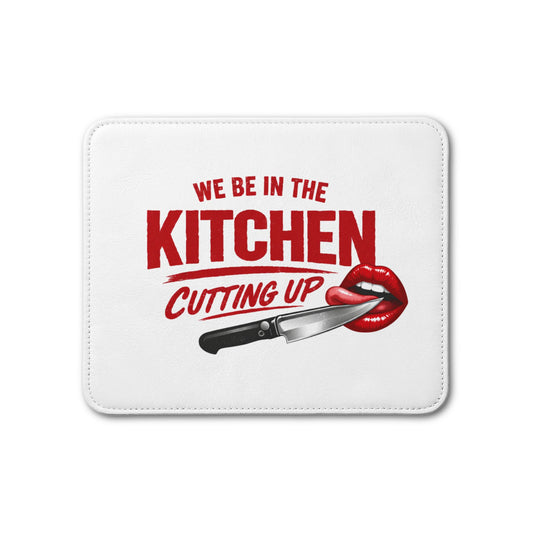 Leather Placemat — "We Be in the Kitchen Cutting Up" Red Lip & Knife Decorative Placemat