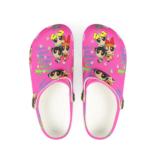 Powerpuff crocs - 'Think Blossom' Cartoon Slip-On Shoes