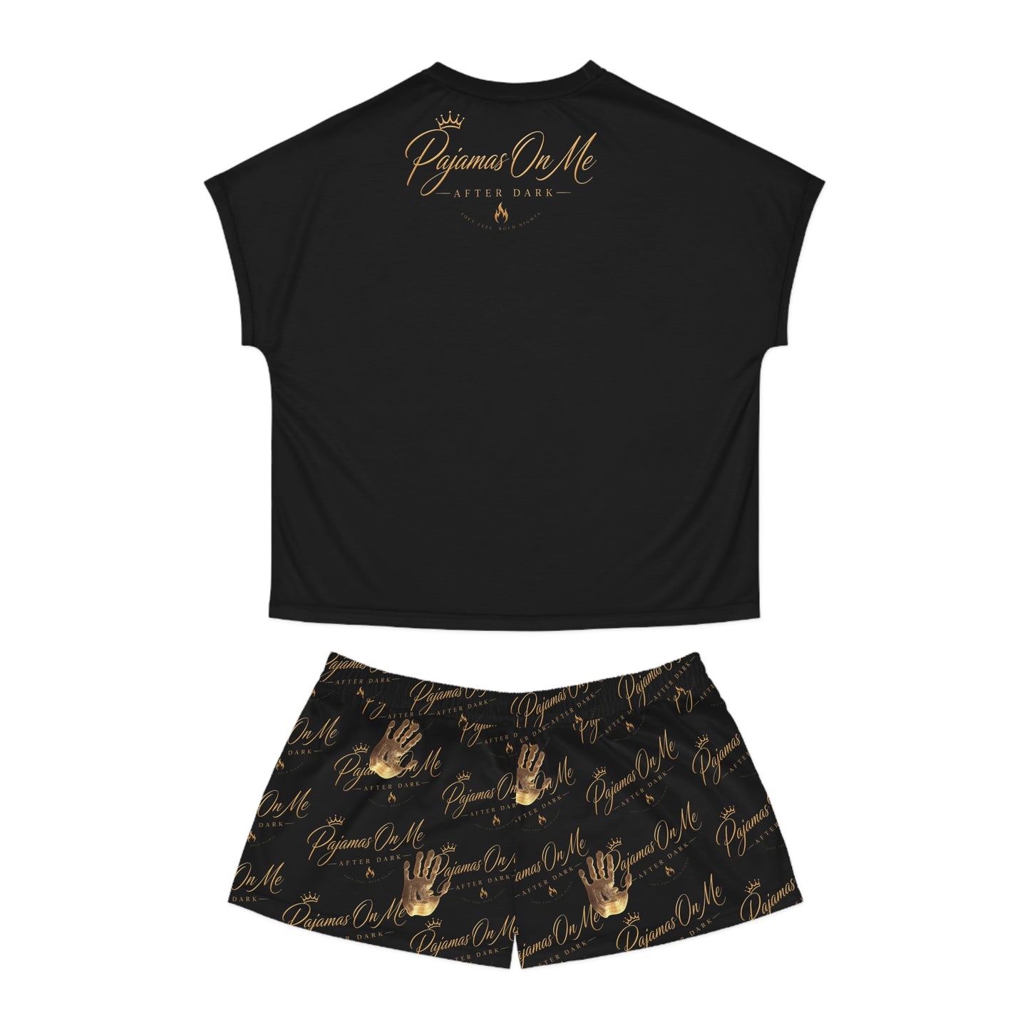 Pajamas On Me Women's Short Pajama Set — Black & Gold Handprint Sleepwear