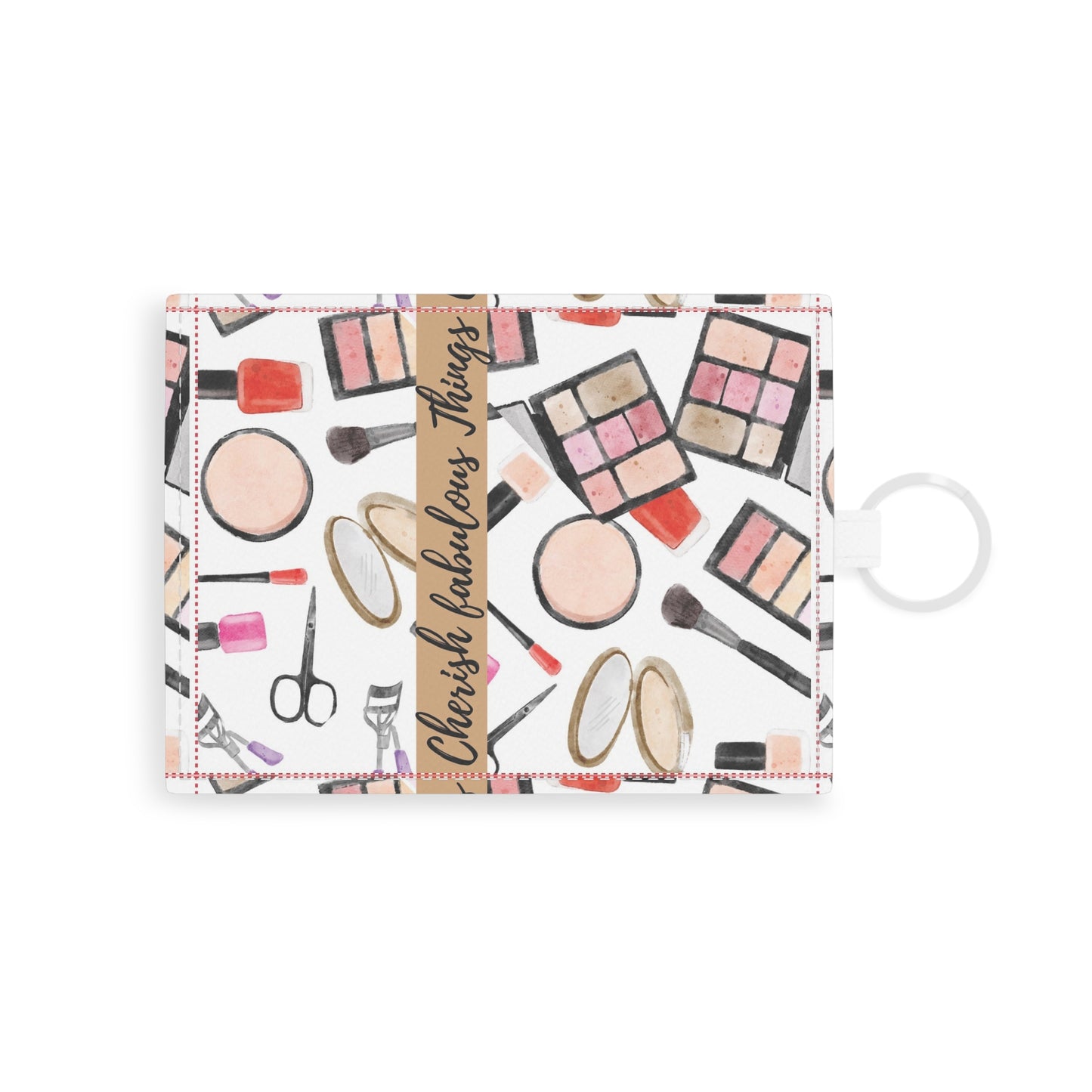 Cherish fabulous things -Makeup Pattern Saffiano Leather Card Holder — 'Cherish the Fabulous Things'