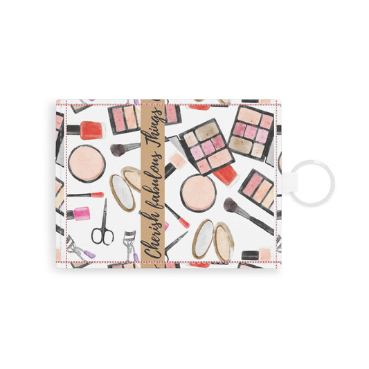 Cherish fabulous things -Makeup Pattern Saffiano Leather Card Holder — 'Cherish the Fabulous Things'