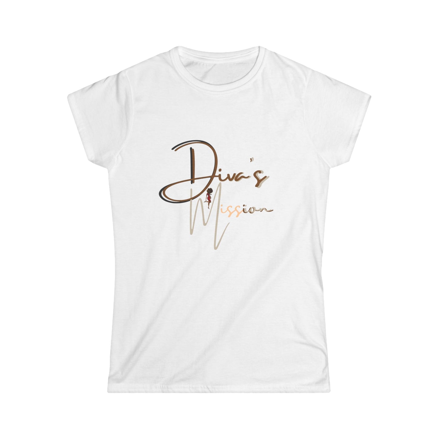 Brown Women's Tee - 'Diva's Mission' Script Logo Graphic