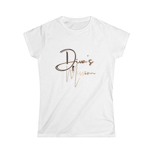 Brown Women's Tee - 'Diva's Mission' Script Logo Graphic