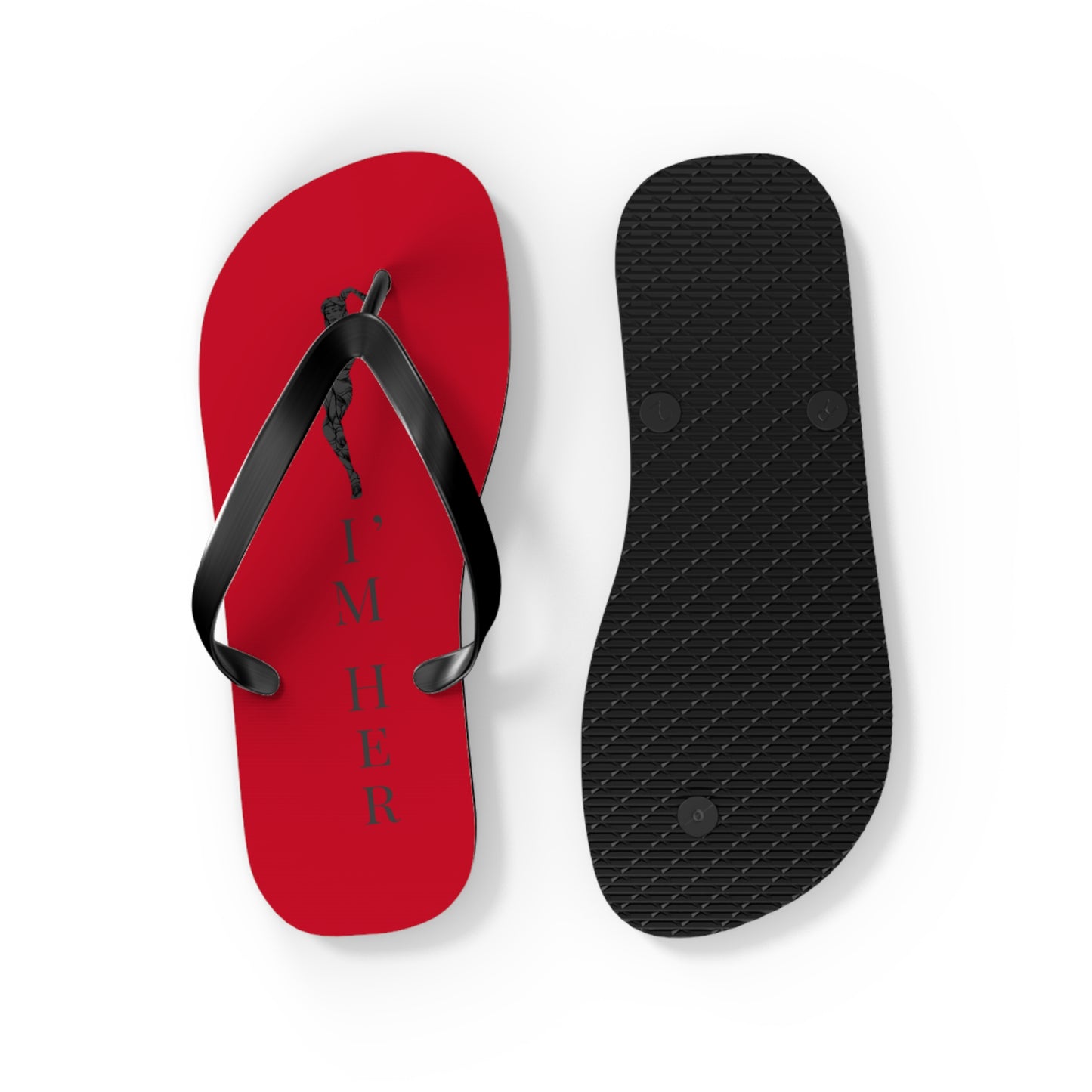 Red 'I'm Her' Flip Flops – Couples Beach Sandals