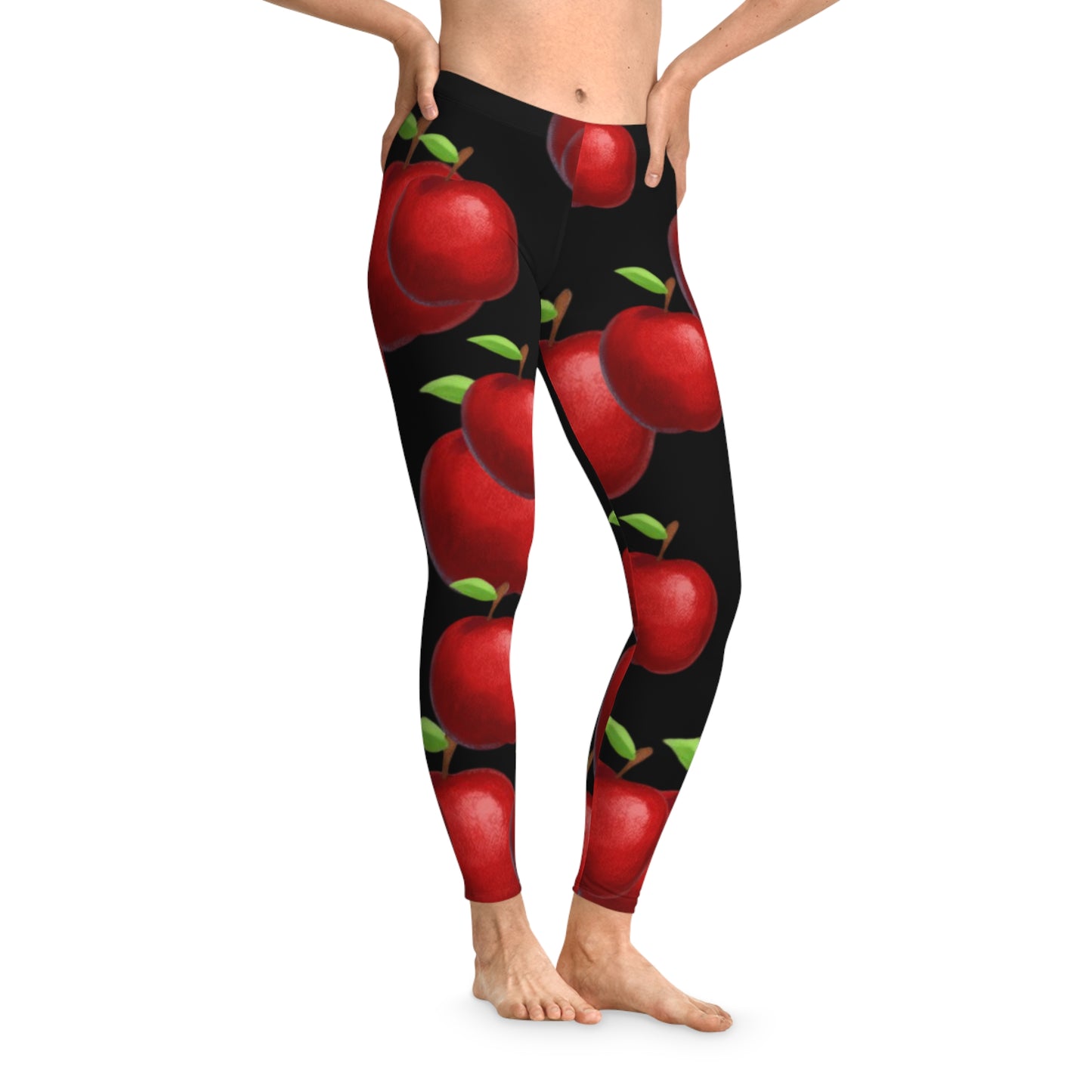 Apple Print Leggings — fruitody Red Apple Pattern All-Over Print Leggings for Teachers & Fall Fashion