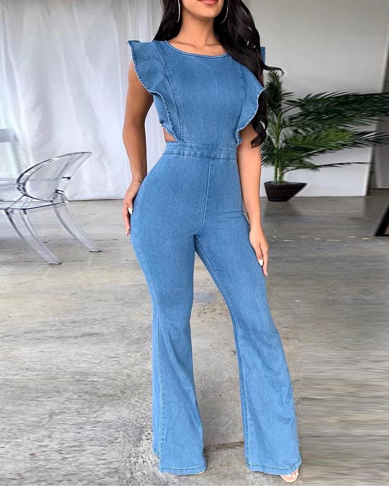2026 Fashion Women's Denim Jumpsuit with Straps