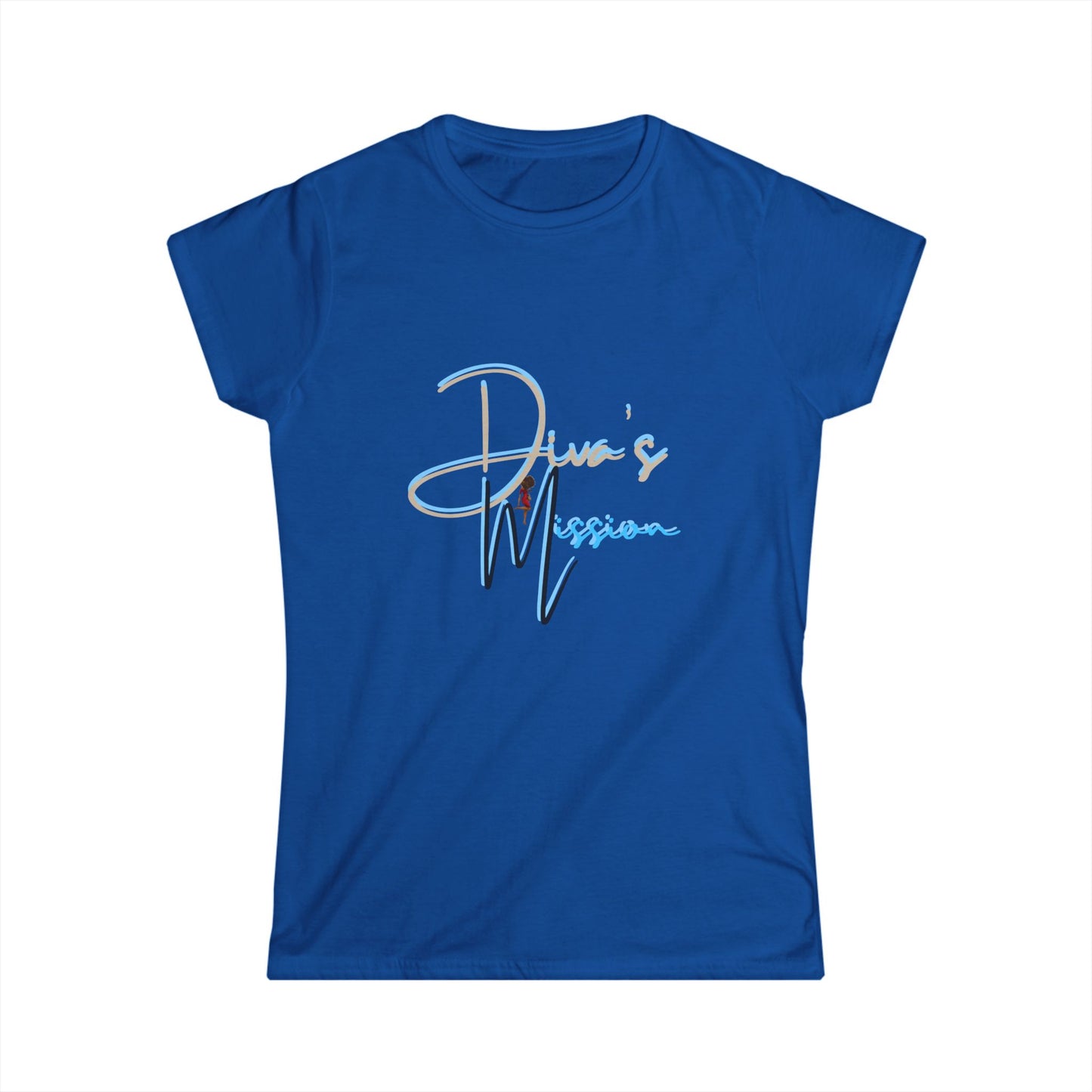 Blue Women's Tee - 'Diva's Mission' Script Logo Graphic
