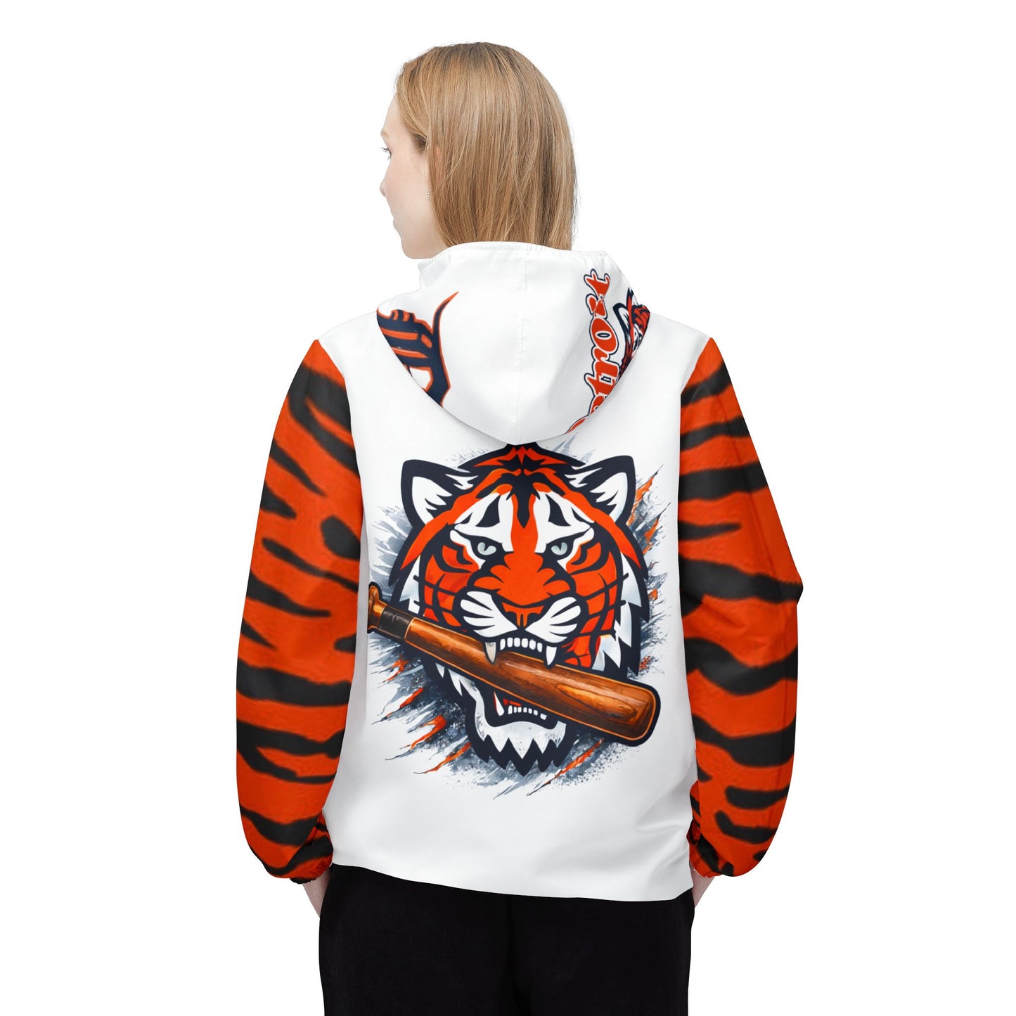 Detroit T Stripe Windbreaker Jacket - Baseball Team Hoodie