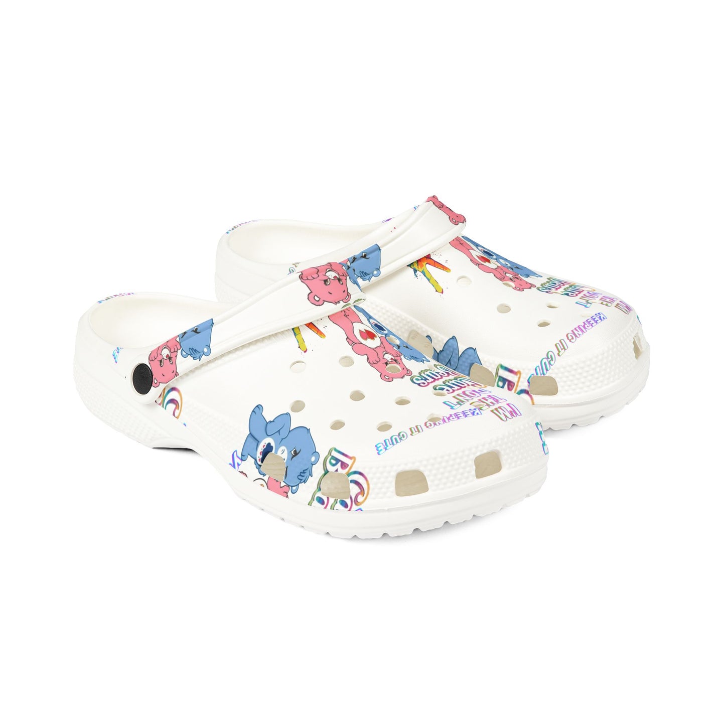 I don’t Care Bears crocs — "I’m Ok I Don’t Care" Printed Comfort Shoes
