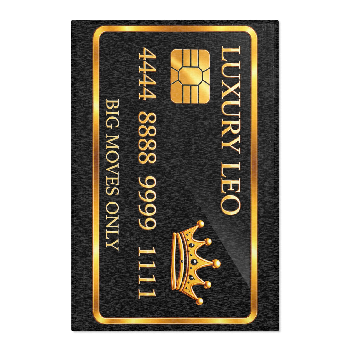 Luxury Leo Credit Card Area Rug — "Big Moves Only" Black & Gold Accent Rug