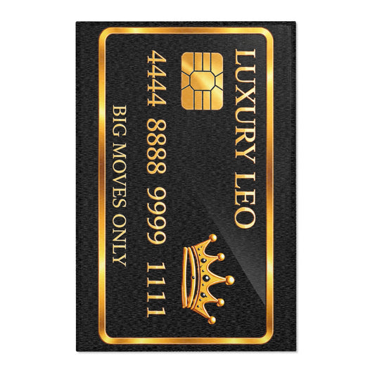 Luxury Leo Credit Card Area Rug — "Big Moves Only" Black & Gold Accent Rug