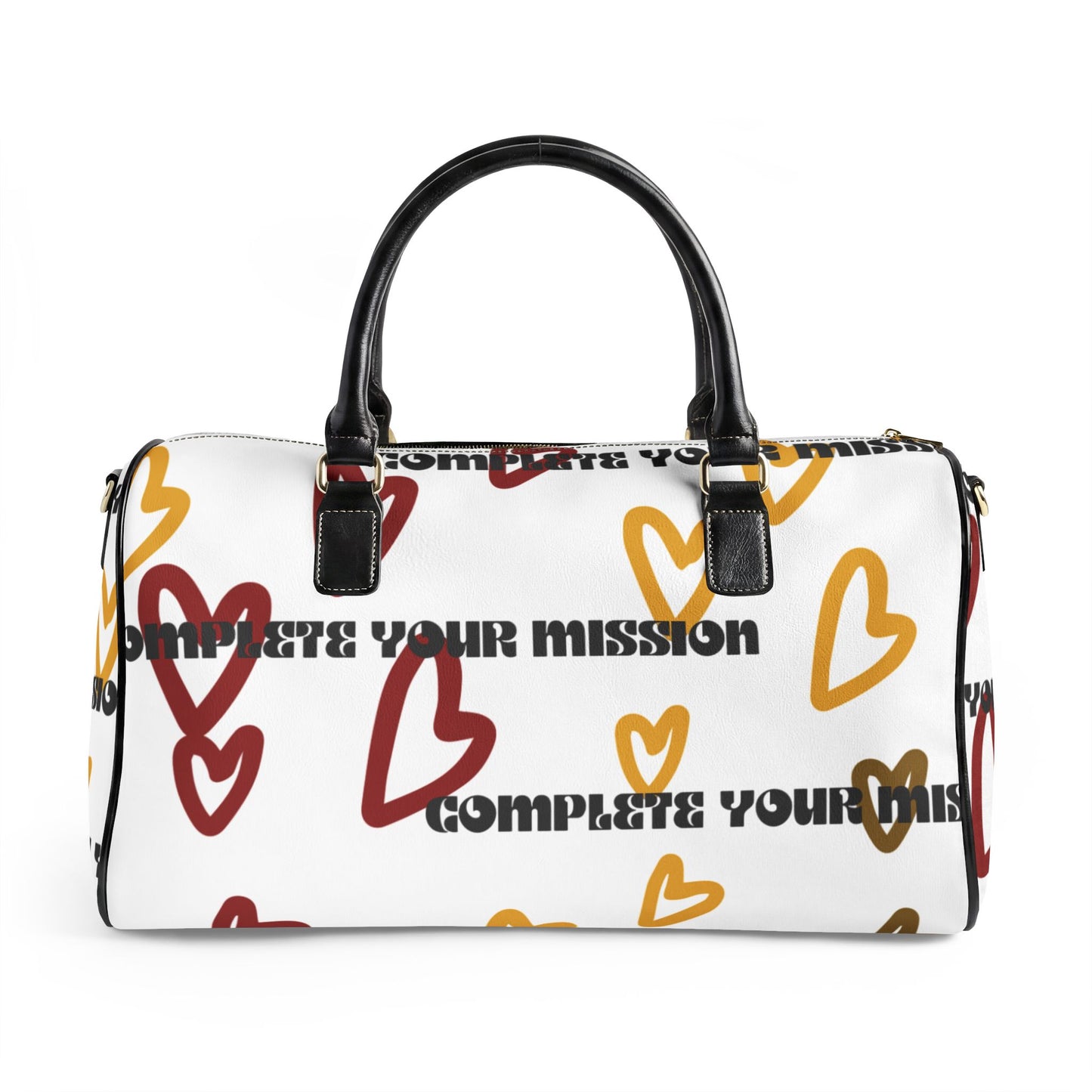 Leather Travel Bag — "COMPLETE YOUR MISSION -Graphic Weekender for Baddies