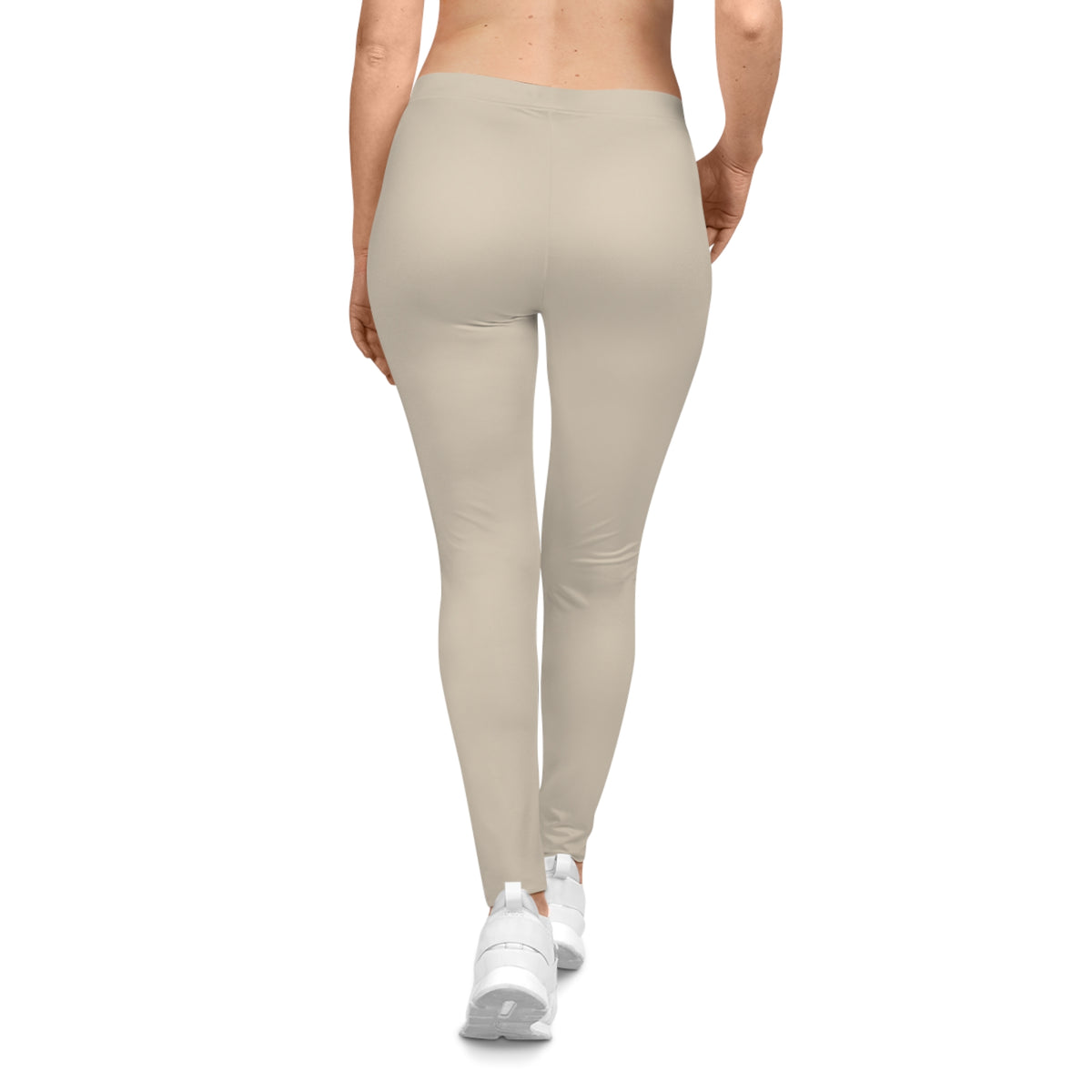 Single  LT Leggings — beige Casual Women's Leggings with Gold Initials