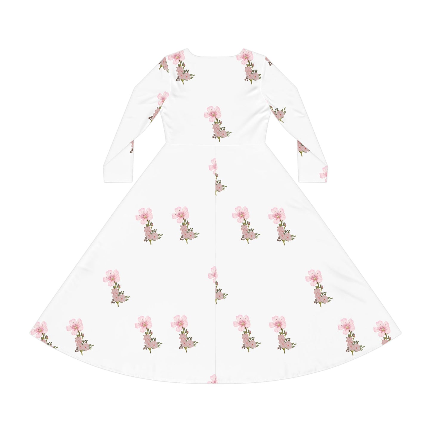 Dance Dress — White Floral Ballerina Print Long Sleeve Fit & Flare