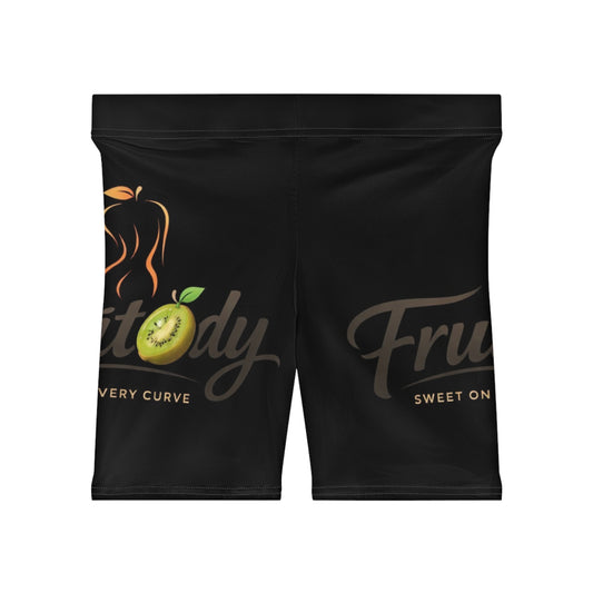 Fruitbody kiwi- Women’s Biker Shorts — 'Fruitbody' Peach Graphic Activewear