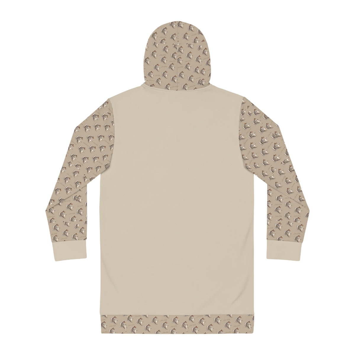 LT Beige Mini Dachshund Pattern Hoodie Dress — Cozy Dog Lover AOP