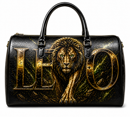 Leo Lions Leather Travel Bag – Vintage Majestic Lion Duffle for Men & Women