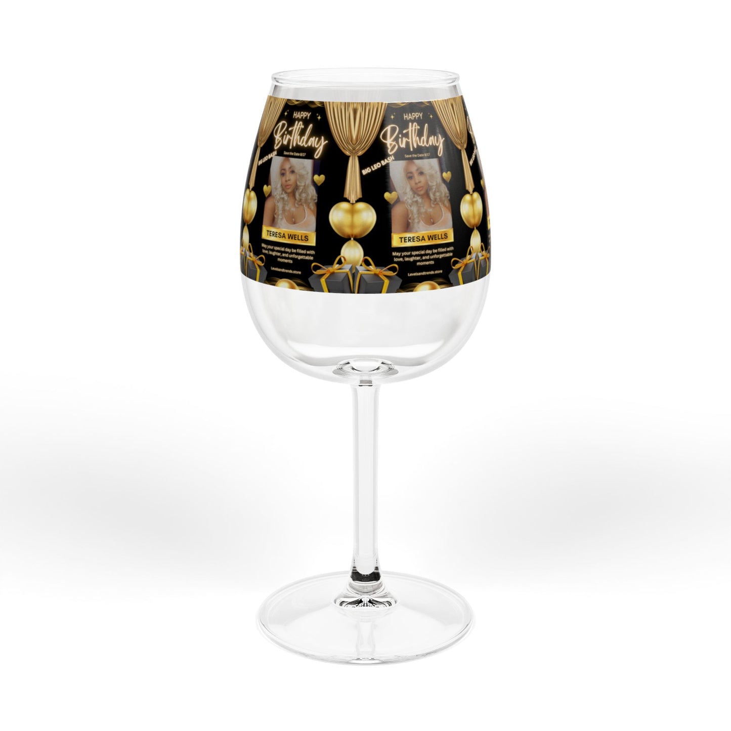 Personalized Wine Glass, Birthday girl- for Wine Lovers, Custom Engraved Stemware, Celebration Cheers Cup, Festive Party Drinkware