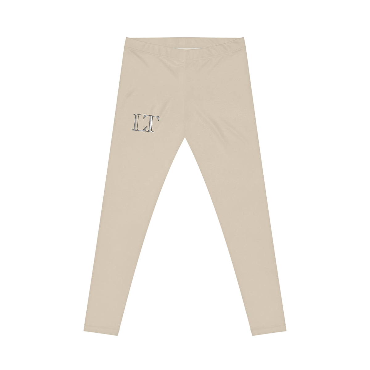 Single  LT Leggings — beige Casual Women's Leggings with Gold Initials