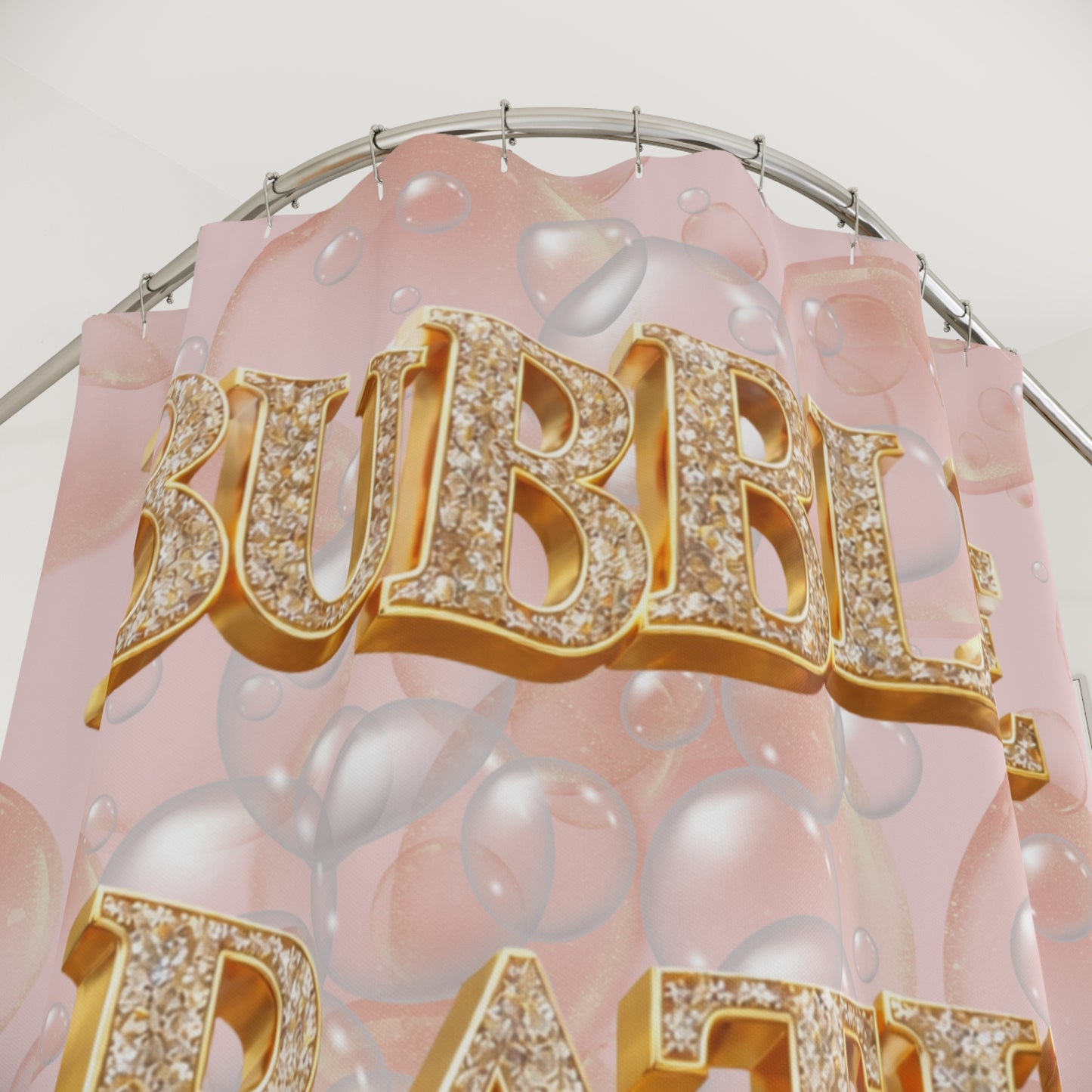 Bubble Bath City Shower Curtain — Pink Bubbles Spa Bathroom Decor