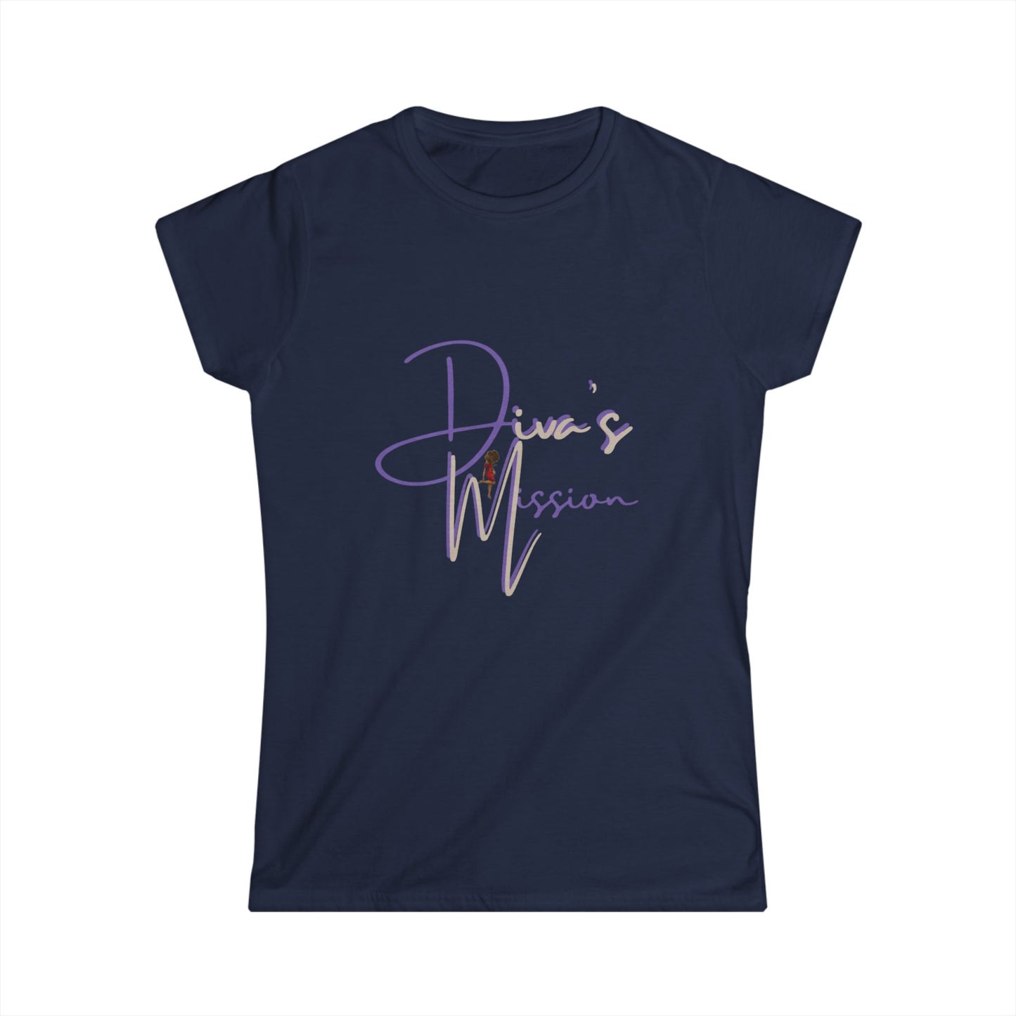 Purple Women's Tee - 'Diva's Mission' Script Logo Graphic