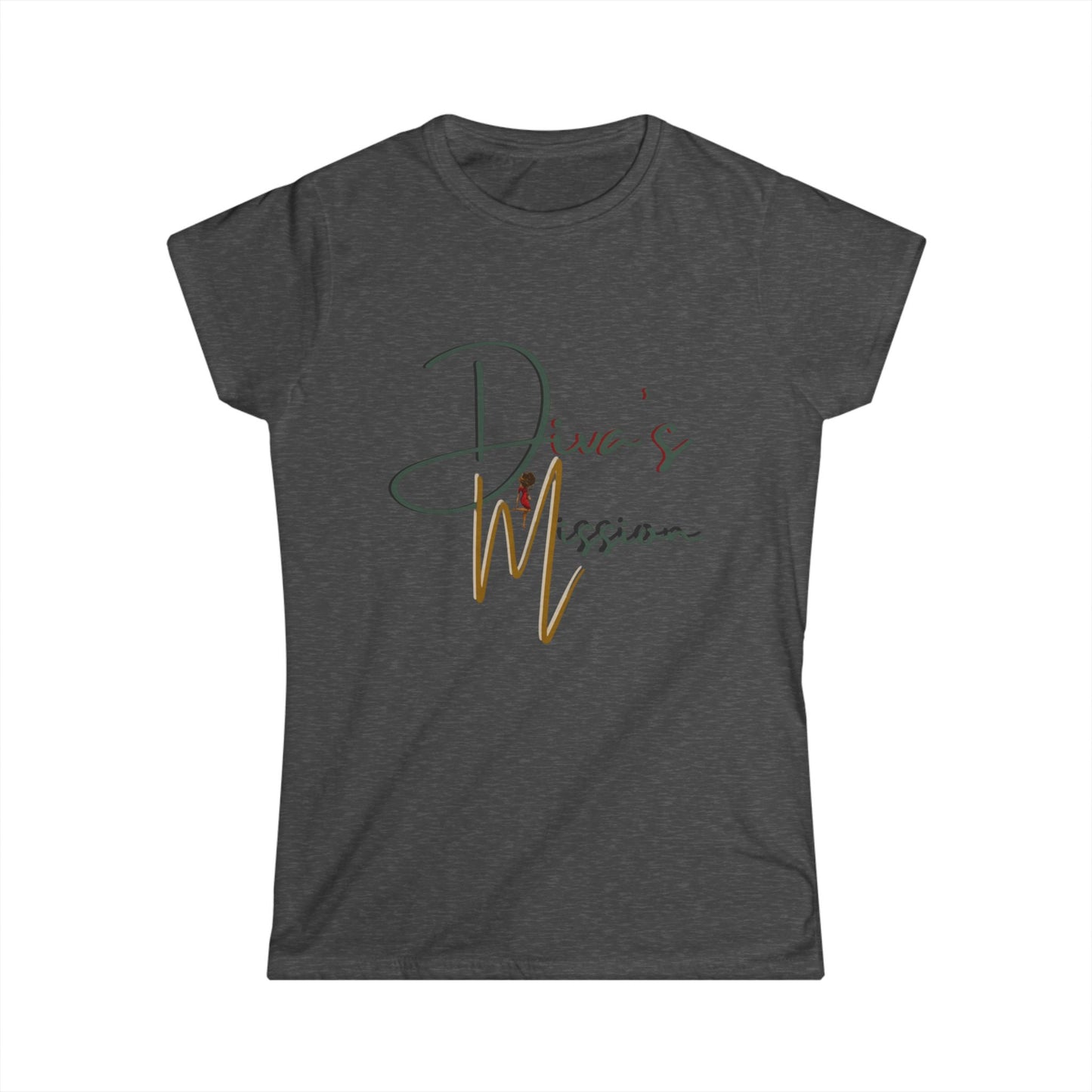 Green Women's Tee - 'Diva's Mission' Script Logo Graphic