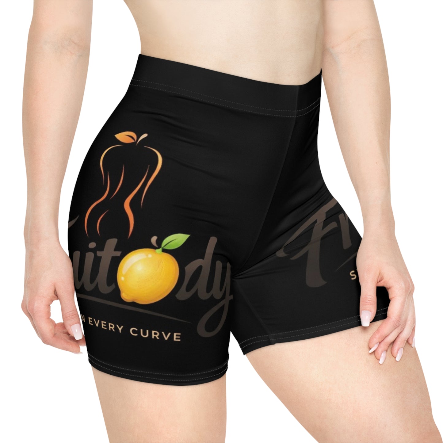 Fruitody lemon- Women’s Biker Shorts — 'Fruitbody' Peach Graphic Activewear