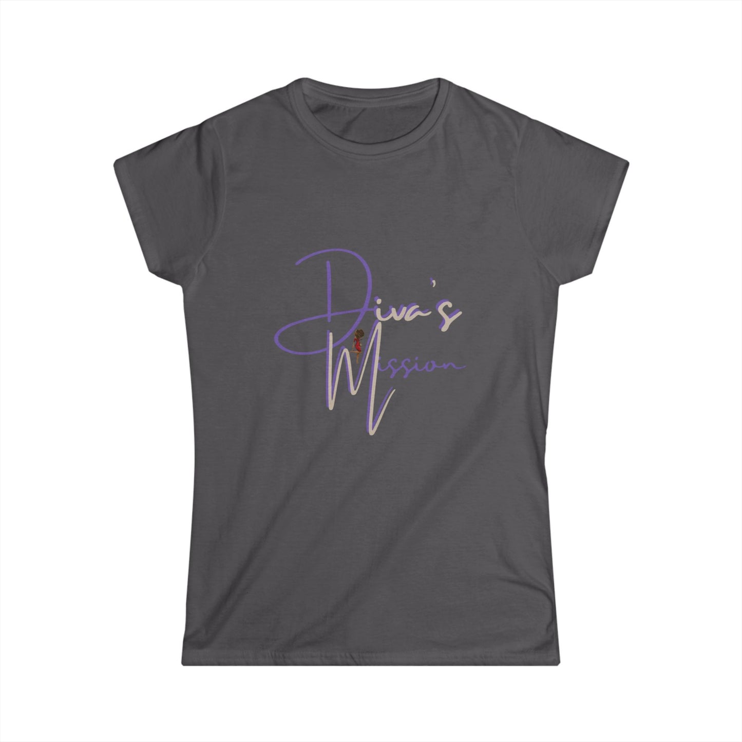 Purple Women's Tee - 'Diva's Mission' Script Logo Graphic