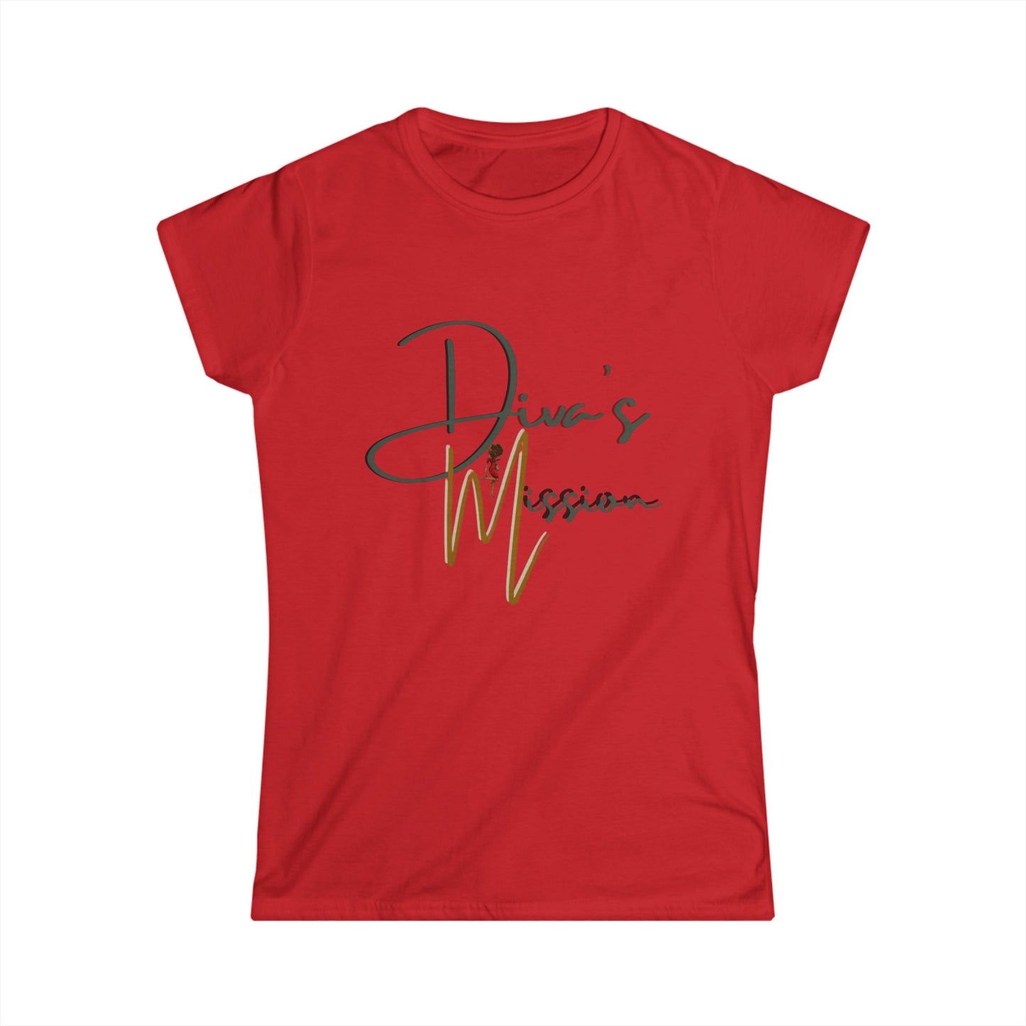 Green Women's Tee - 'Diva's Mission' Script Logo Graphic