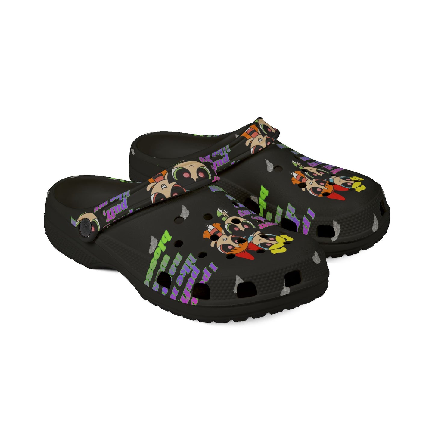 Powerpuff crocs - 'Think Blossom' Cartoon Slip-On Shoes