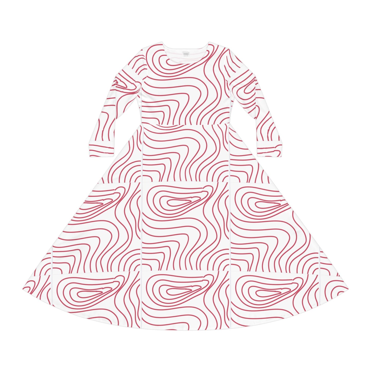 Women's Long Sleeve Dance Dress — Pink Abstract Swirl AOP