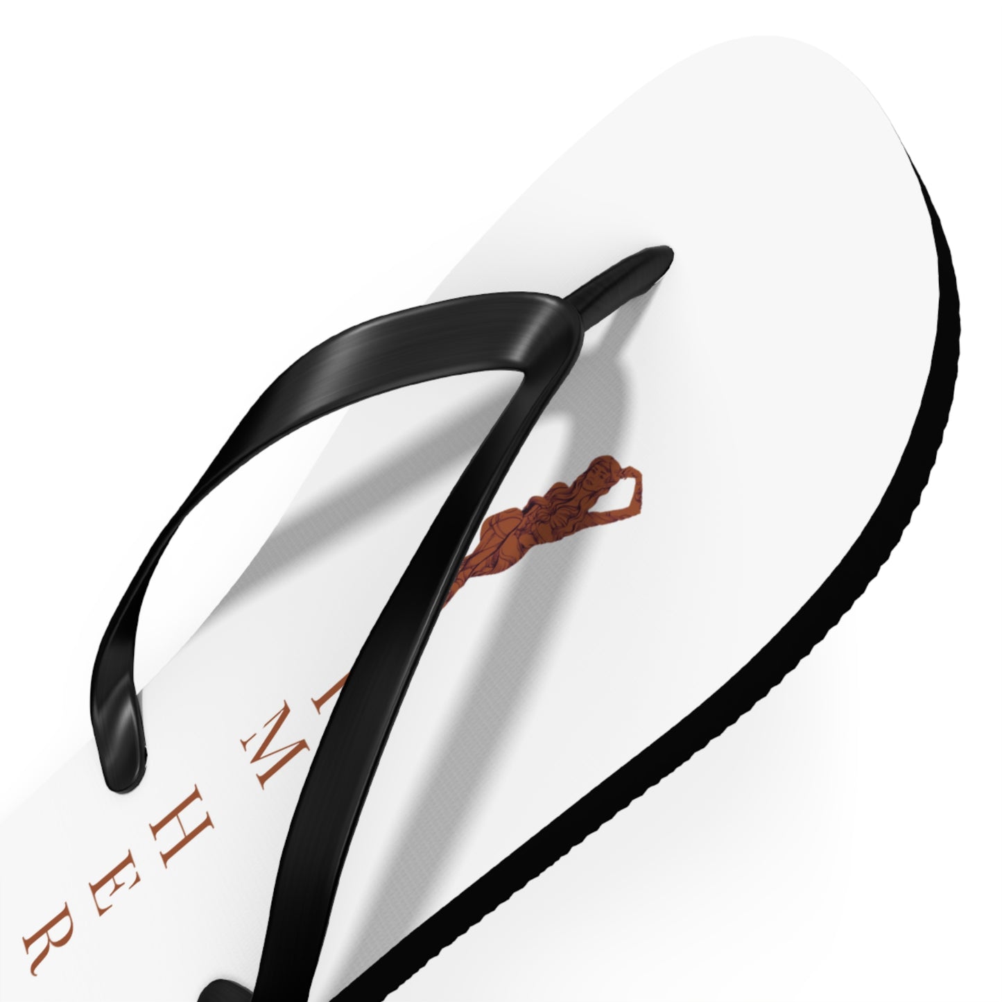 Flip Flops — "I'M HER" white Beach Flip Flops with Braided Hair Design