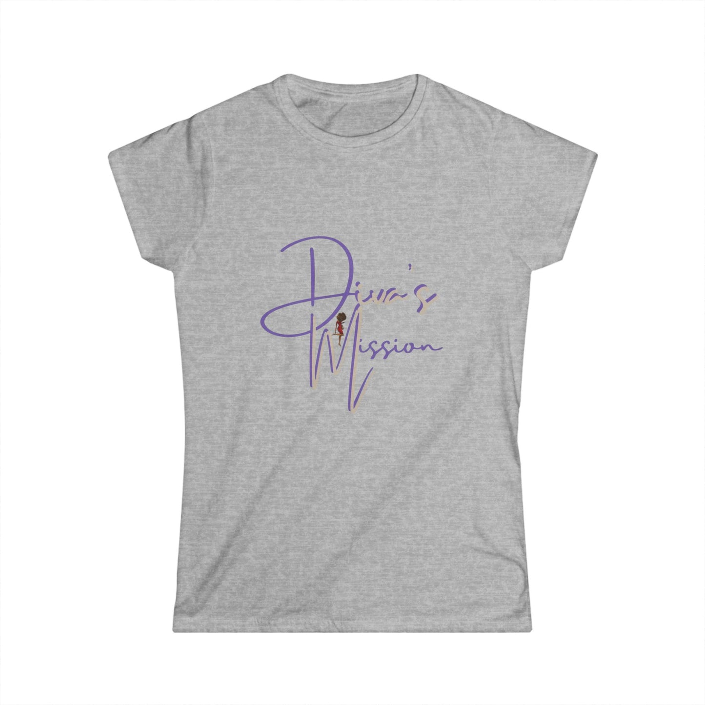 Purple Women's Tee - 'Diva's Mission' Script Logo Graphic