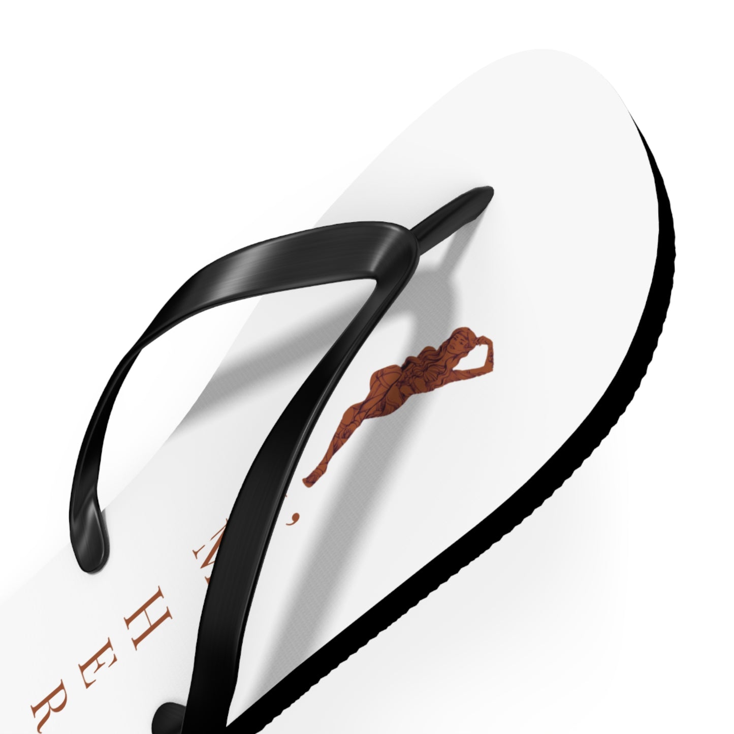 Flip Flops — "I'M HER" white Beach Flip Flops with Braided Hair Design